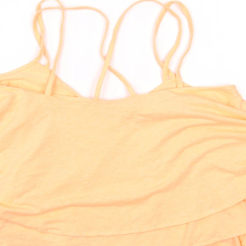 Primark Womens Orange  Polyester Cropped T-Shirt Size 8 Scoop Neck - Neon Multi-Layered
