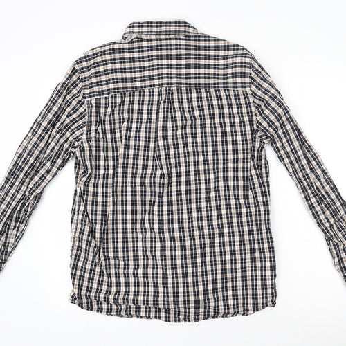 Easy Mens Black Check Cotton  Button-Up Size M Collared Button - Yellow