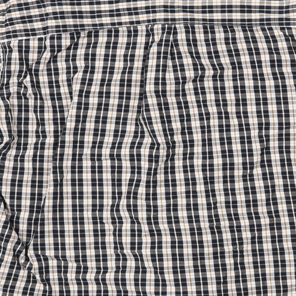 Easy Mens Black Check Cotton  Button-Up Size M Collared Button - Yellow