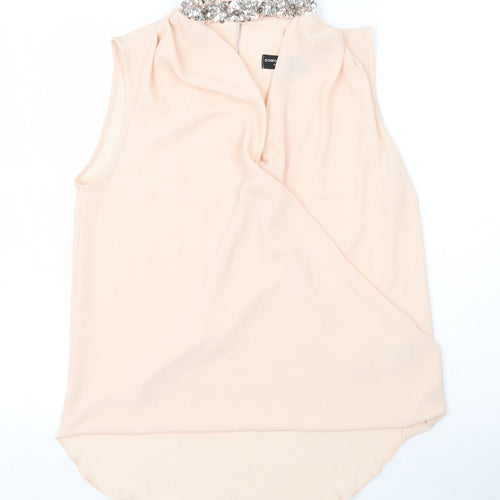 Dorothy Perkins Womens Beige  Polyester Tunic Tank Size 10 High Neck - Drop Back