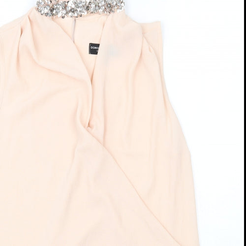 Dorothy Perkins Womens Beige  Polyester Tunic Tank Size 10 High Neck - Drop Back