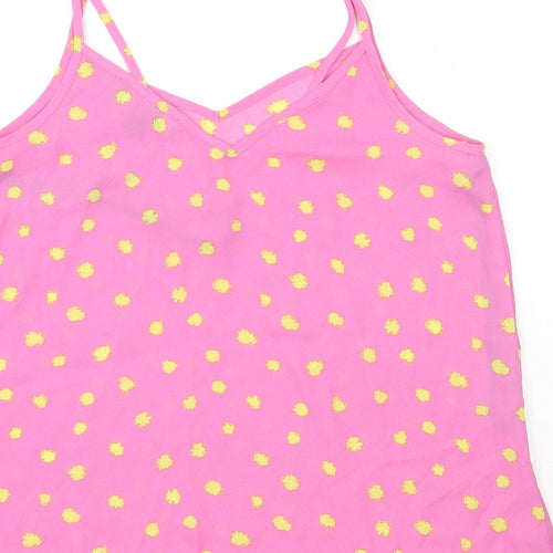 Primark Womens Pink Polka Dot Polyester Camisole Tank Size 8 V-Neck - Yellow