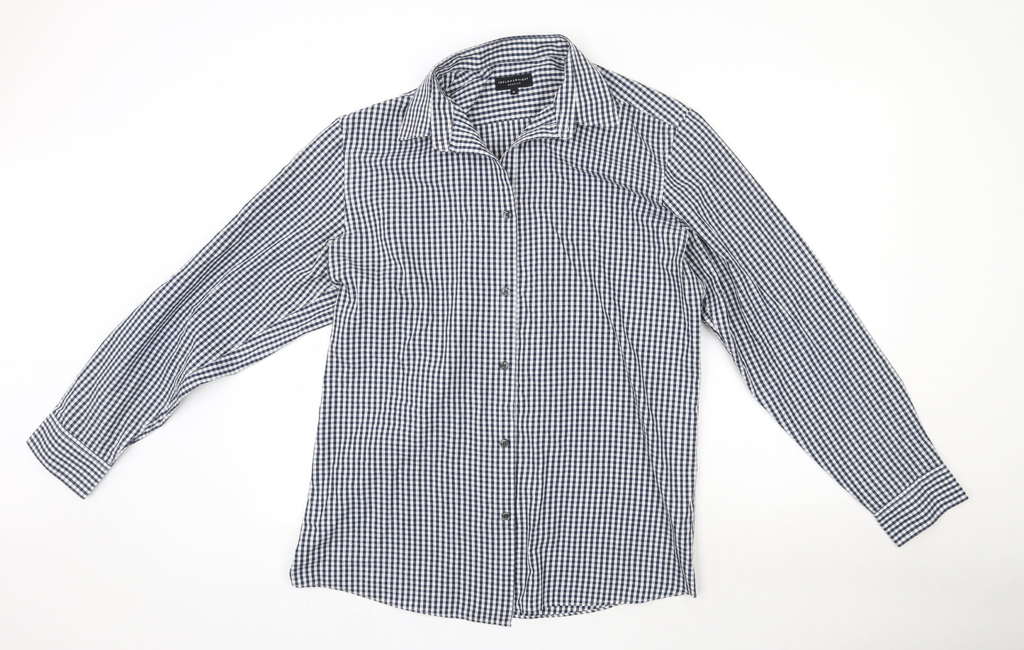 Taylor Wright Womens Blue Check Polyester Basic Button-Up Size 16 Collared