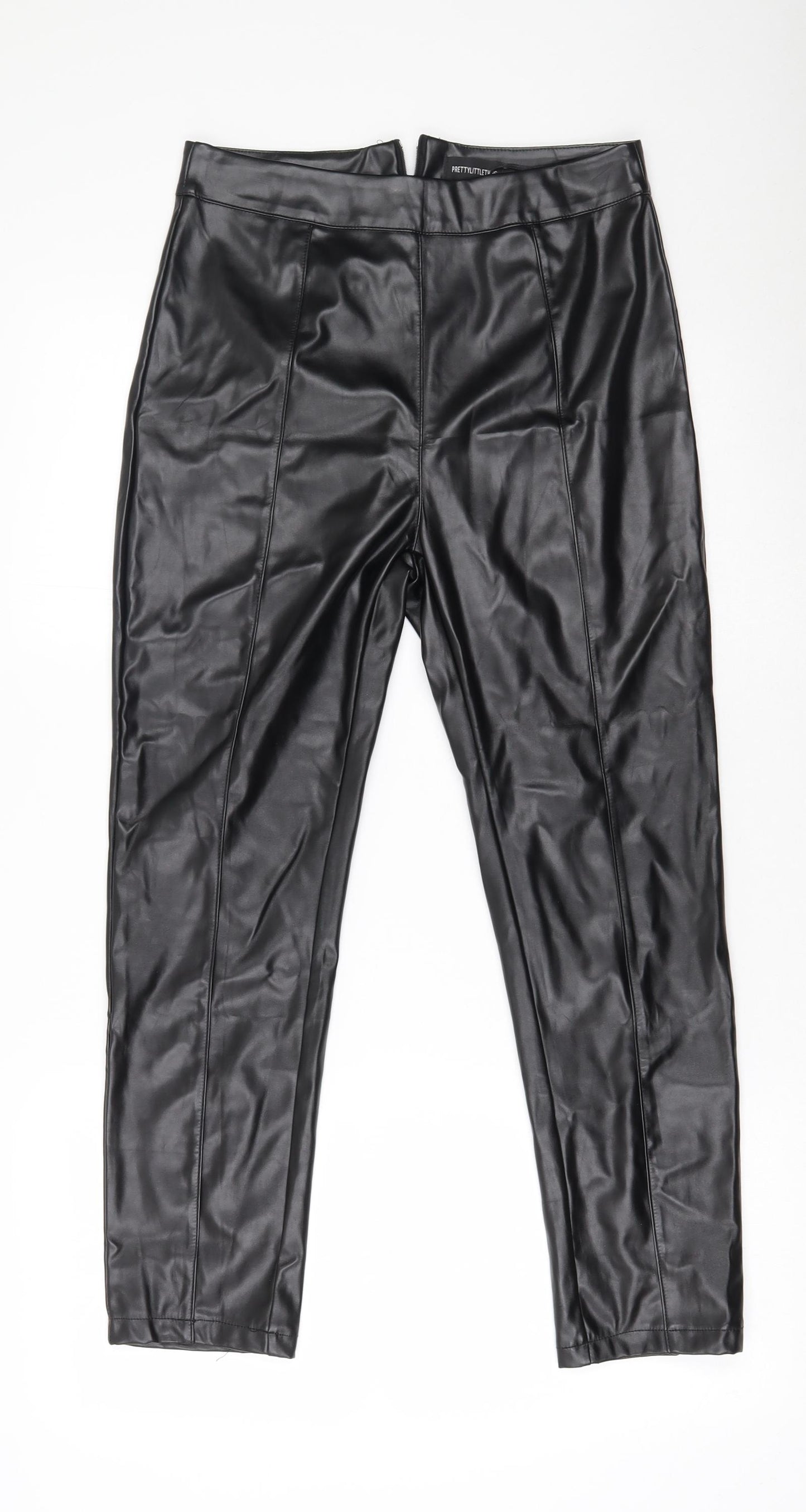 Pretty Little thing Womens Black  Polyester Trousers  Size 8 L24 in Regular Zip