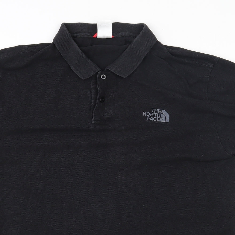 The North Face Mens Black  100% Cotton  Polo Size L Collared Button