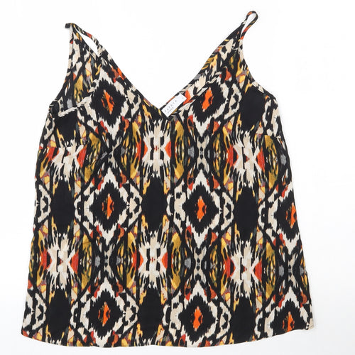 Papaya Womens Black Geometric Polyester Camisole Tank Size 8 V-Neck