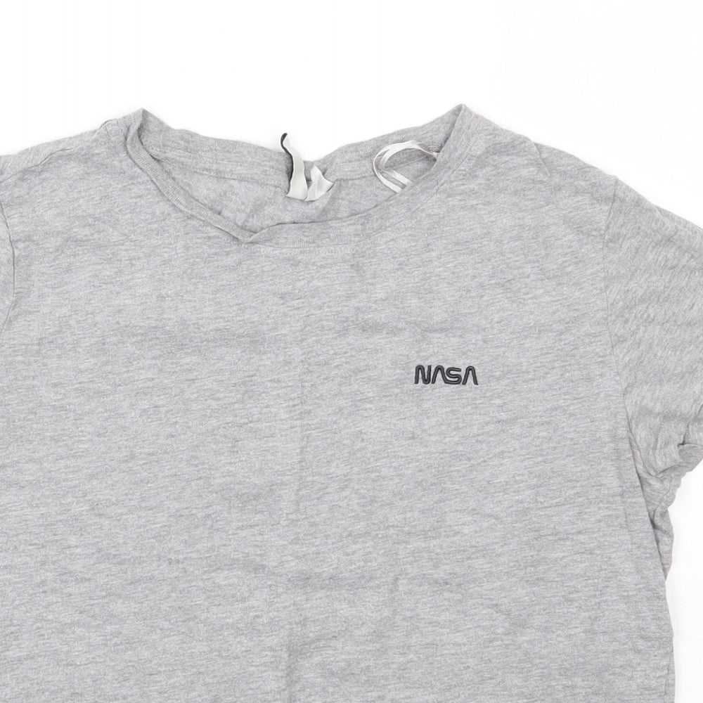 H&M Womens Grey  Cotton Basic T-Shirt Size M Round Neck - NASA