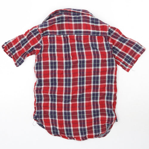 River Island Boys Red Check Polyester Basic Button-Up Size 4 Years Collared Button