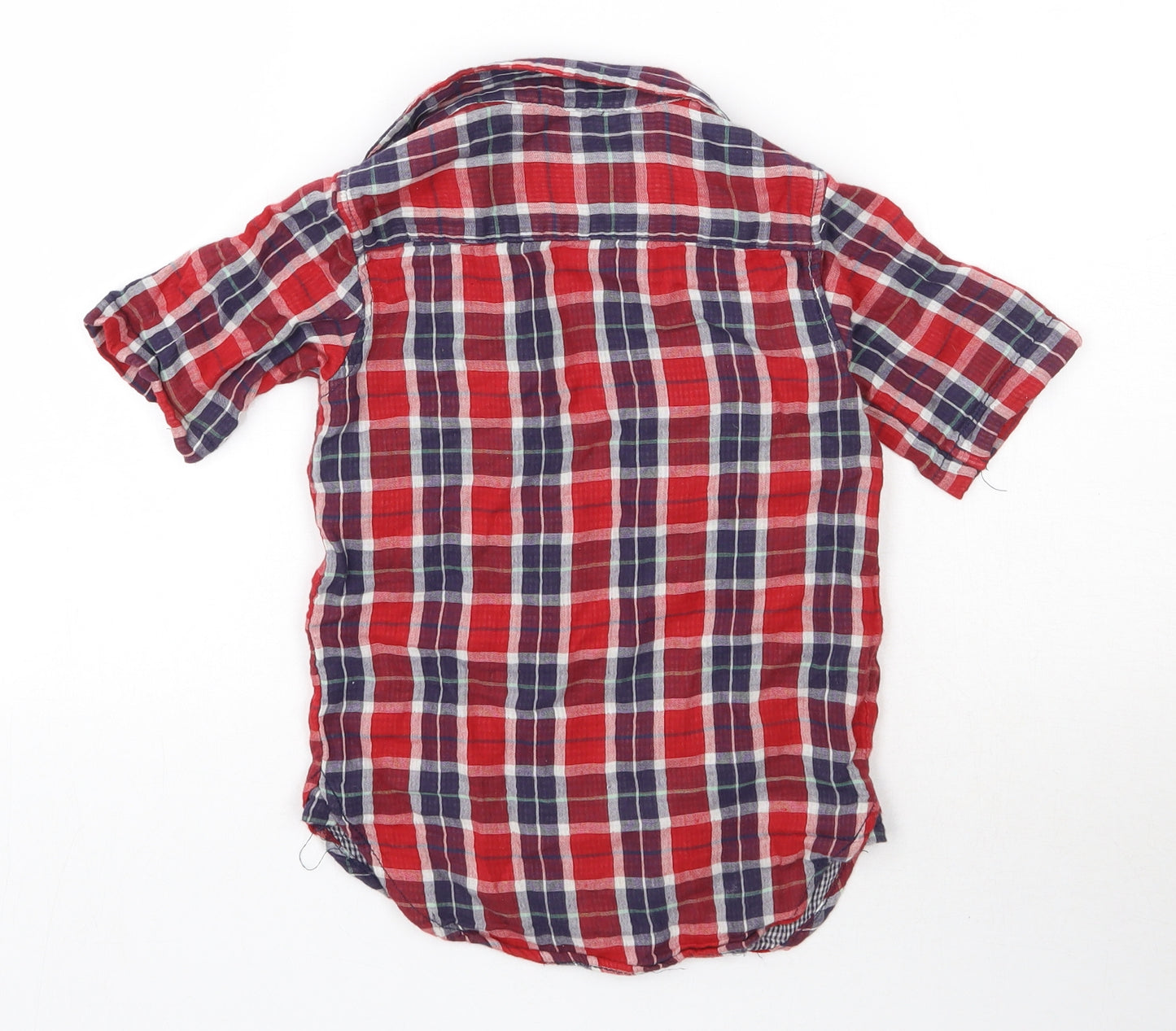 River Island Boys Red Check Polyester Basic Button-Up Size 4 Years Collared Button