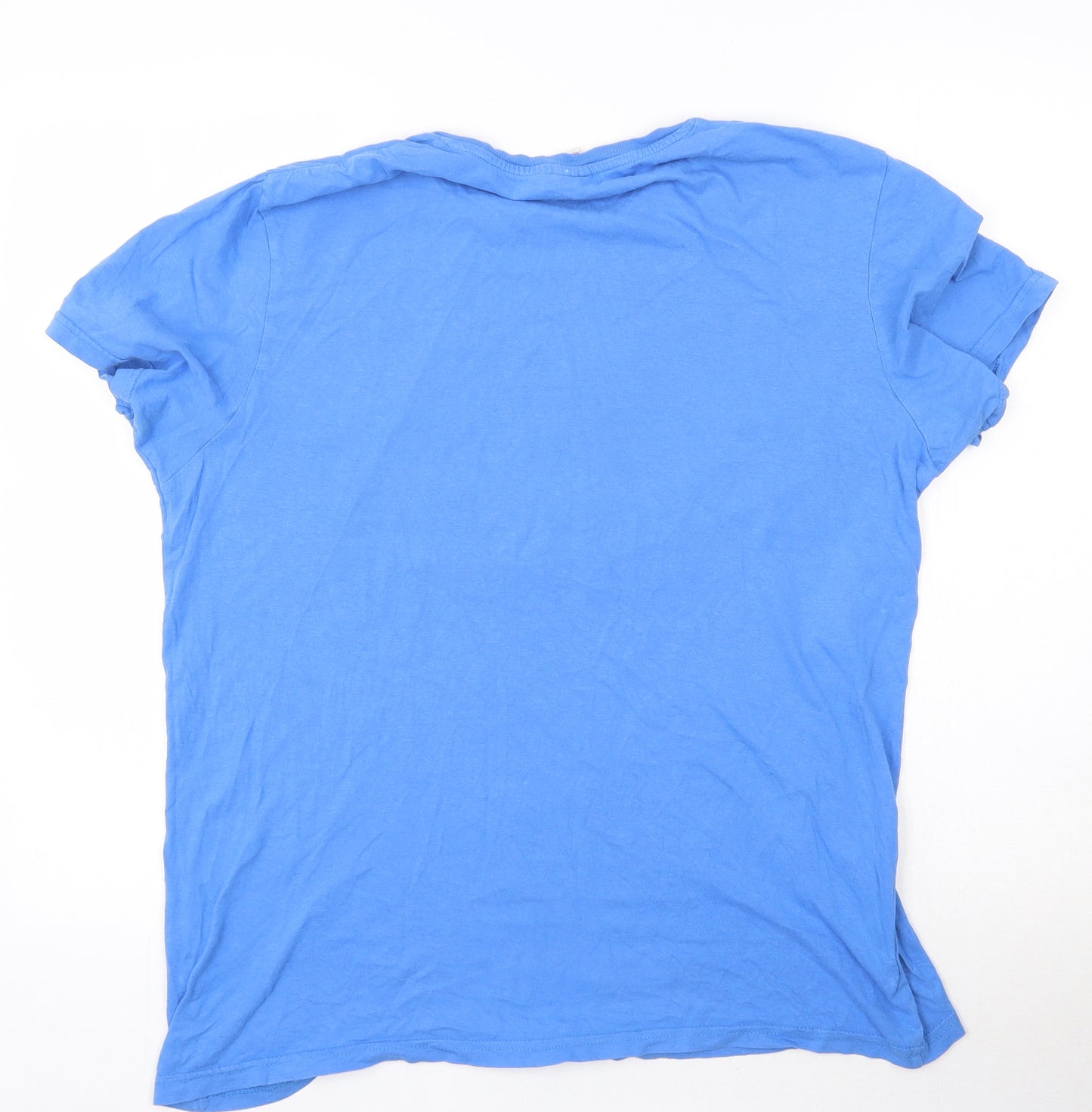 Springfield Womens Blue  Polyester Basic T-Shirt Size L Round Neck