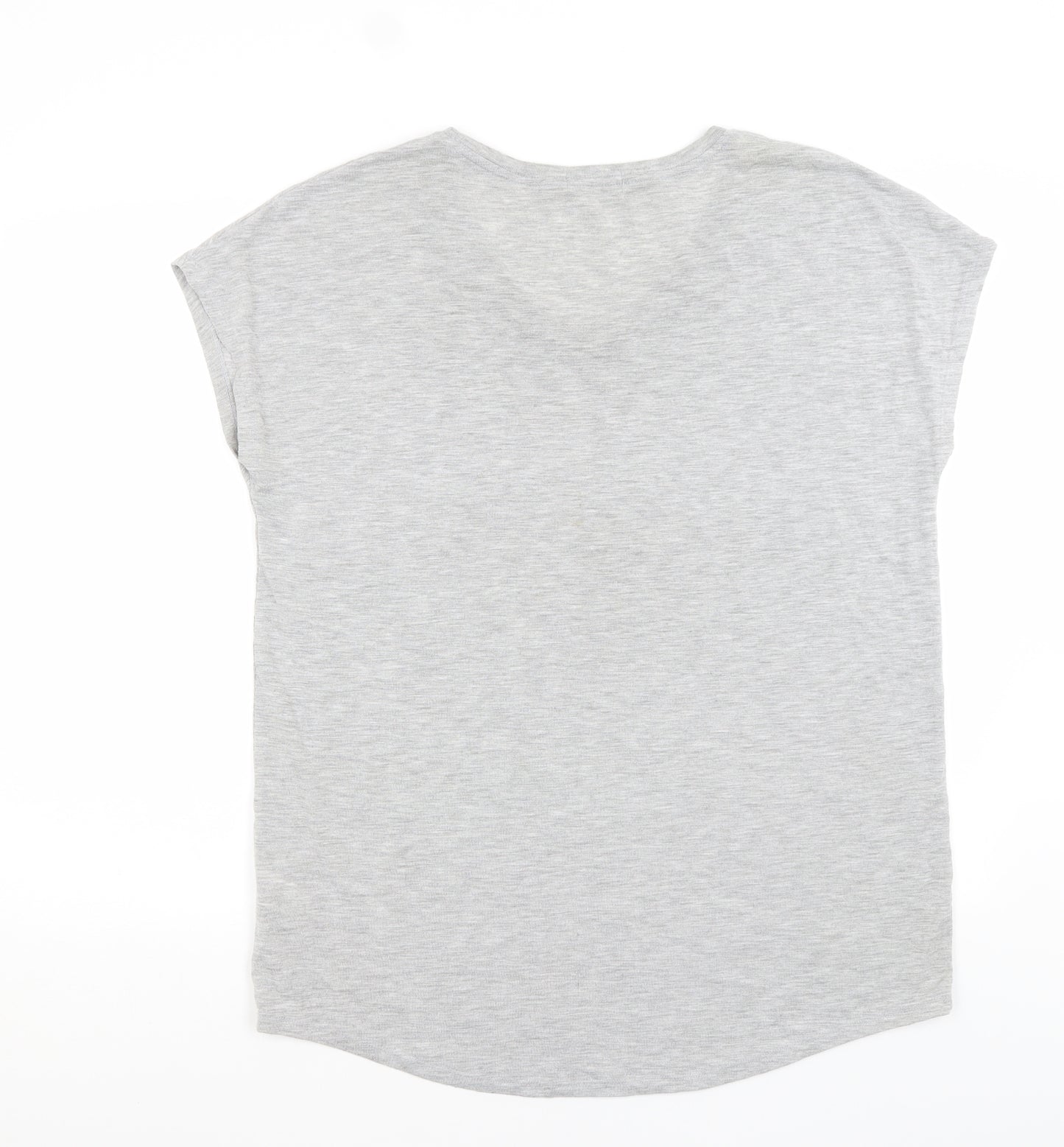 Papaya Womens Grey  Polyester Basic T-Shirt Size L Scoop Neck