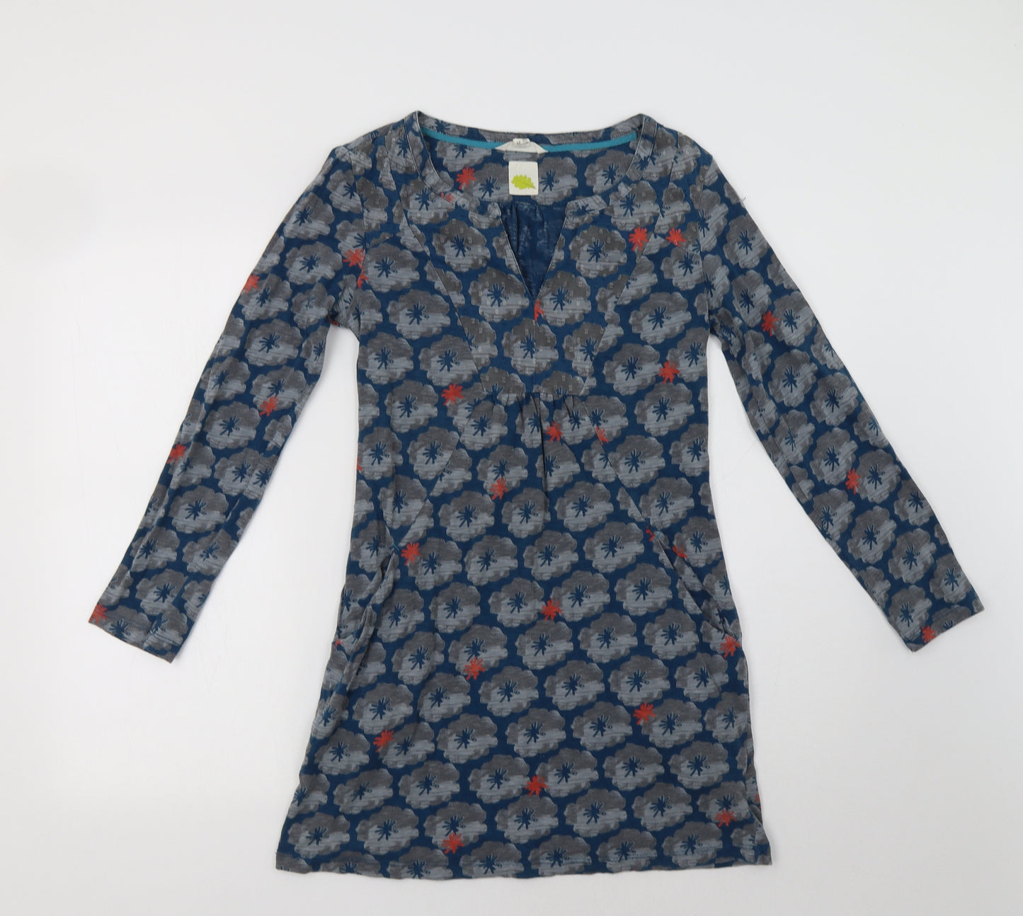 White Stuff Womens Blue Floral Cotton Fit & Flare  Size 8  V-Neck