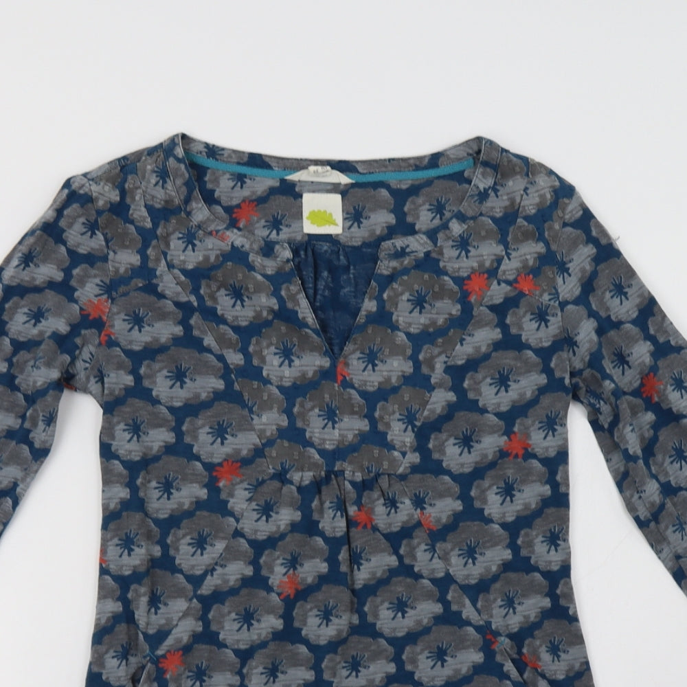 White Stuff Womens Blue Floral Cotton Fit & Flare  Size 8  V-Neck