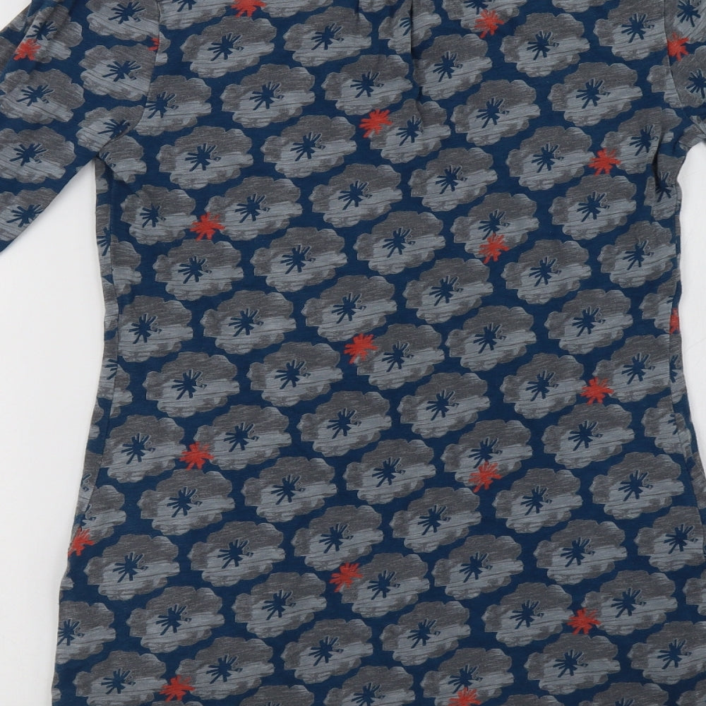 White Stuff Womens Blue Floral Cotton Fit & Flare  Size 8  V-Neck