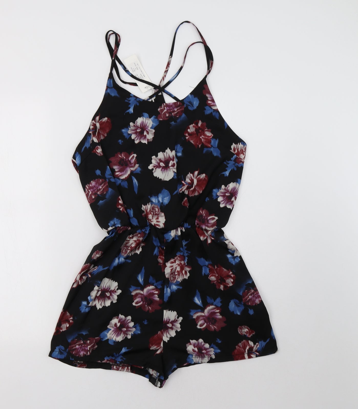 Glamorous Womens Black Floral Polyester Playsuit One-Piece Size 16