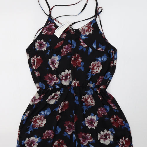 Glamorous Womens Black Floral Polyester Playsuit One-Piece Size 16