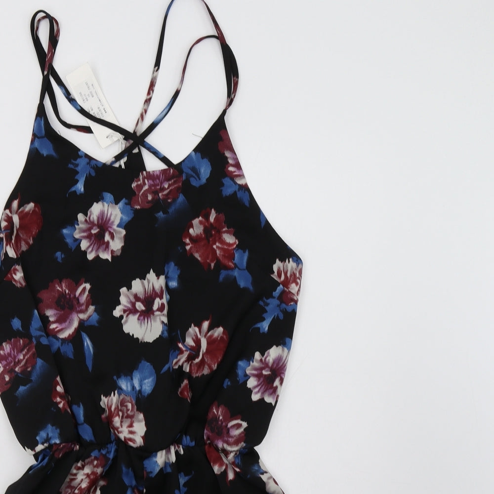 Glamorous Womens Black Floral Polyester Playsuit One-Piece Size 16