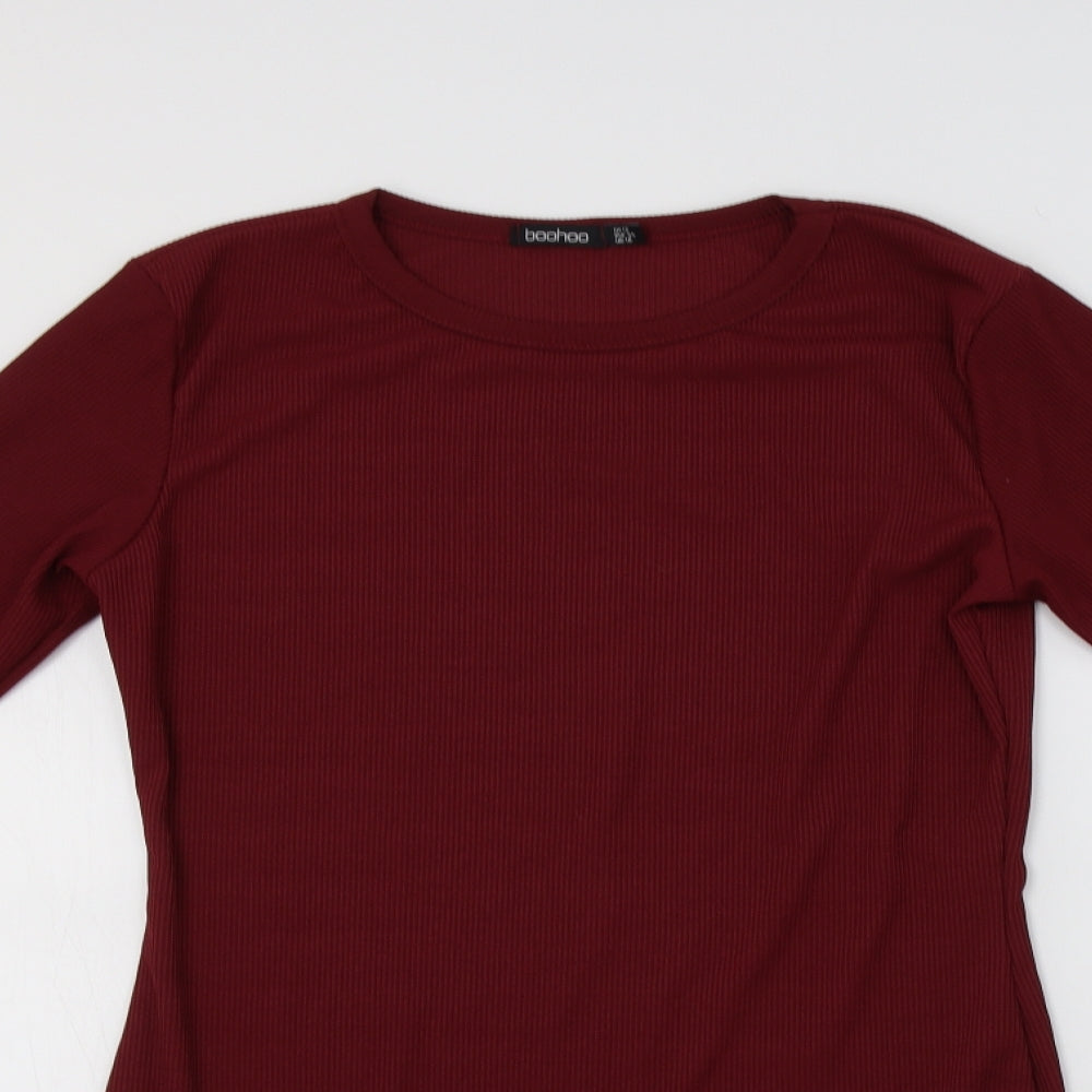 Boohoo Womens Purple  Polyester Bodycon  Size 16  Crew Neck