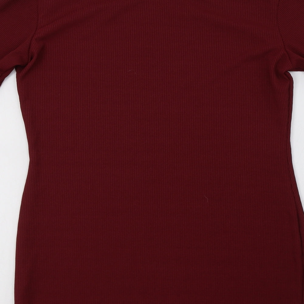 Boohoo Womens Purple  Polyester Bodycon  Size 16  Crew Neck