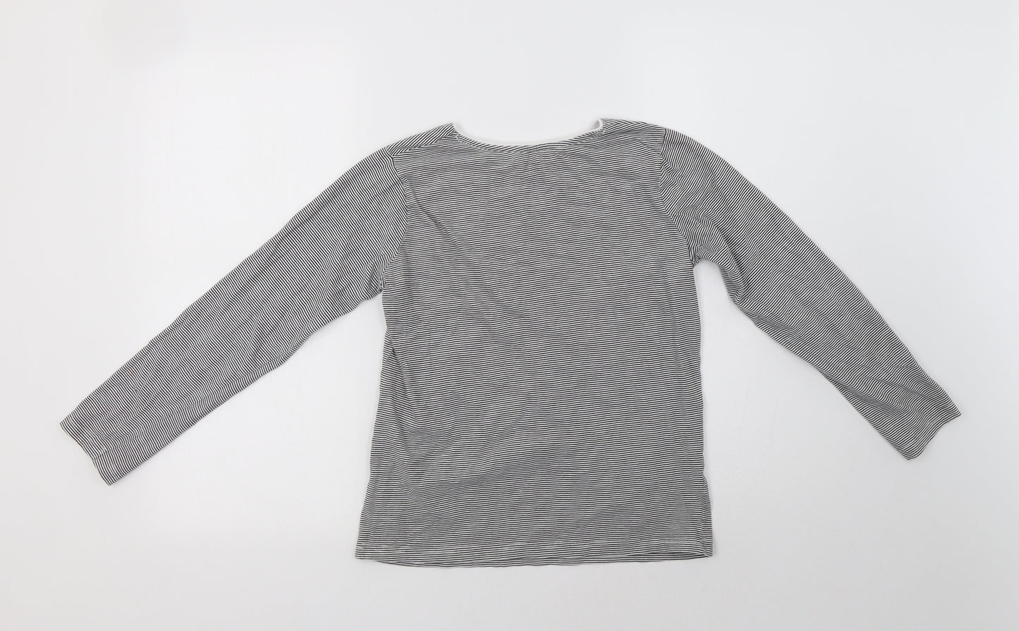 Primark Girls Grey Striped Cotton Basic T-Shirt Size 11-12 Years Crew Neck  - Star
