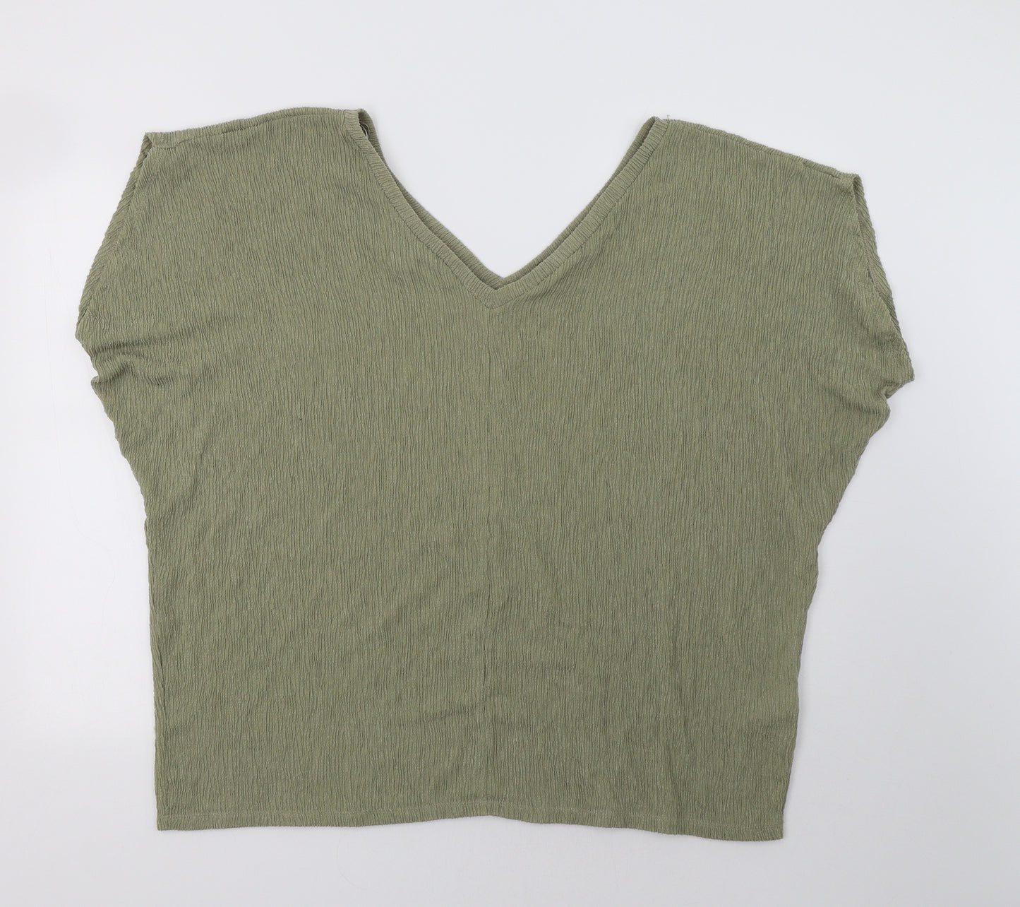M&S Womens Green  Polyester Basic Blouse Size 18 V-Neck