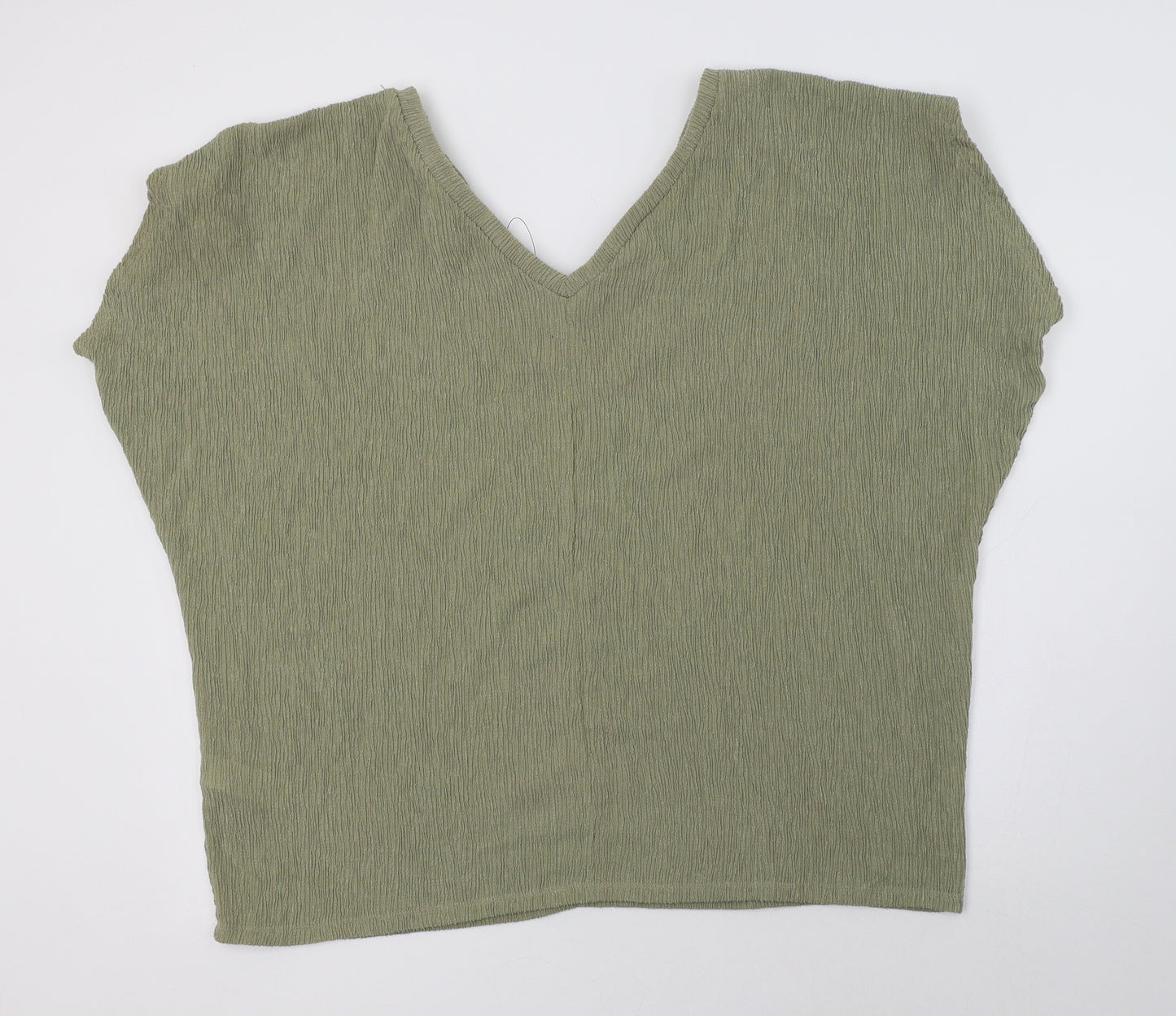 M&S Womens Green  Polyester Basic Blouse Size 18 V-Neck