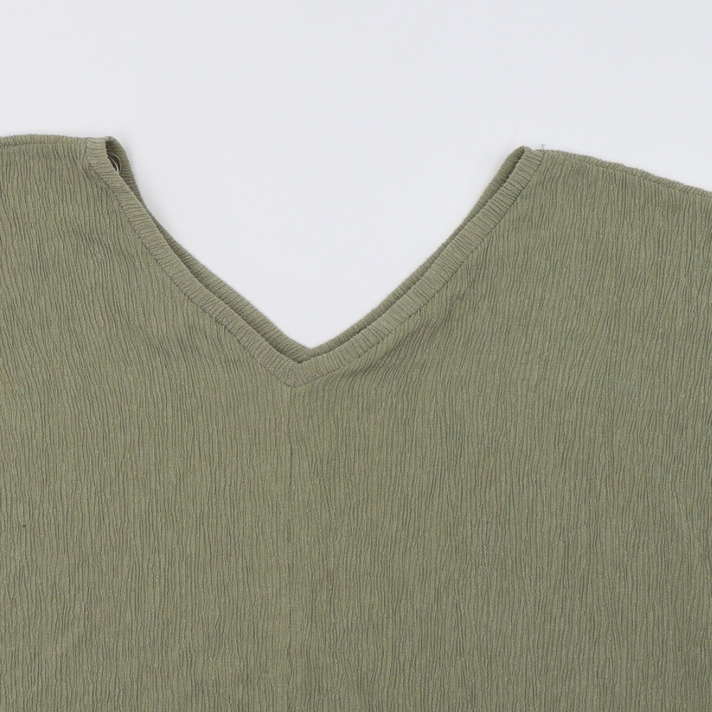 M&S Womens Green  Polyester Basic Blouse Size 18 V-Neck
