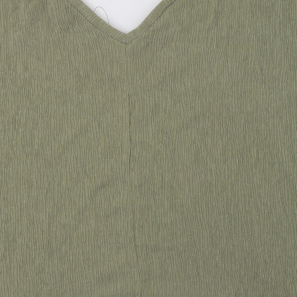 M&S Womens Green  Polyester Basic Blouse Size 18 V-Neck