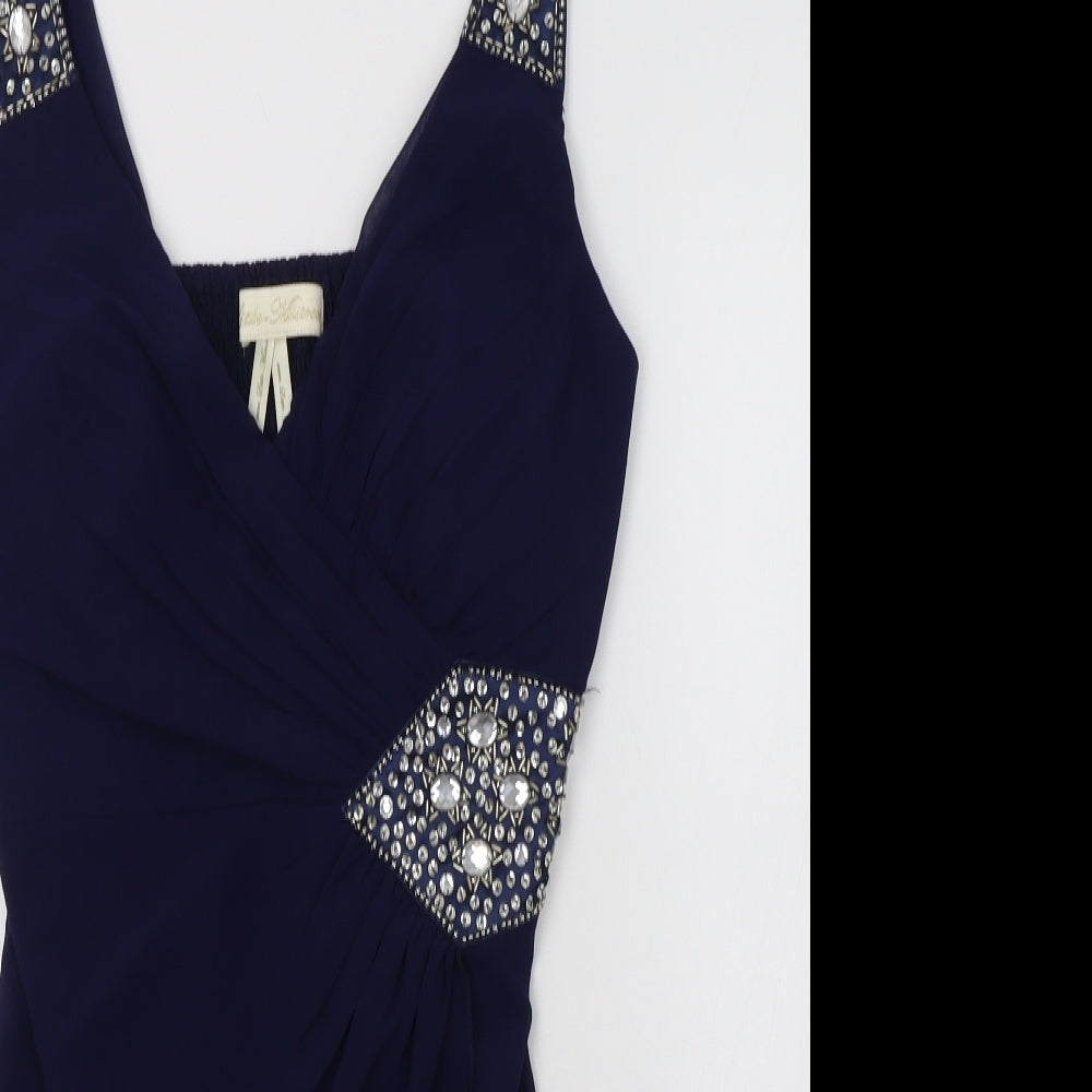 Little Mistress Womens Blue  Polyester Bodycon  Size 16  V-Neck