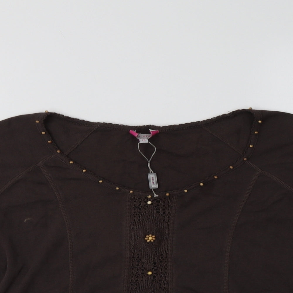 Per Una Womens Brown  Cotton Basic T-Shirt Size 18 Round Neck