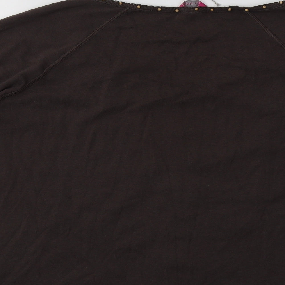 Per Una Womens Brown  Cotton Basic T-Shirt Size 18 Round Neck