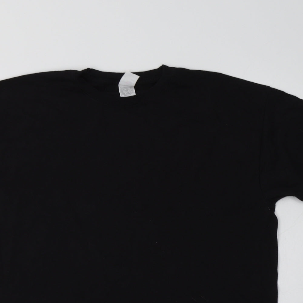 Fruit of the Loom Boys Black  Cotton Basic T-Shirt Size 14-15 Years Crew Neck