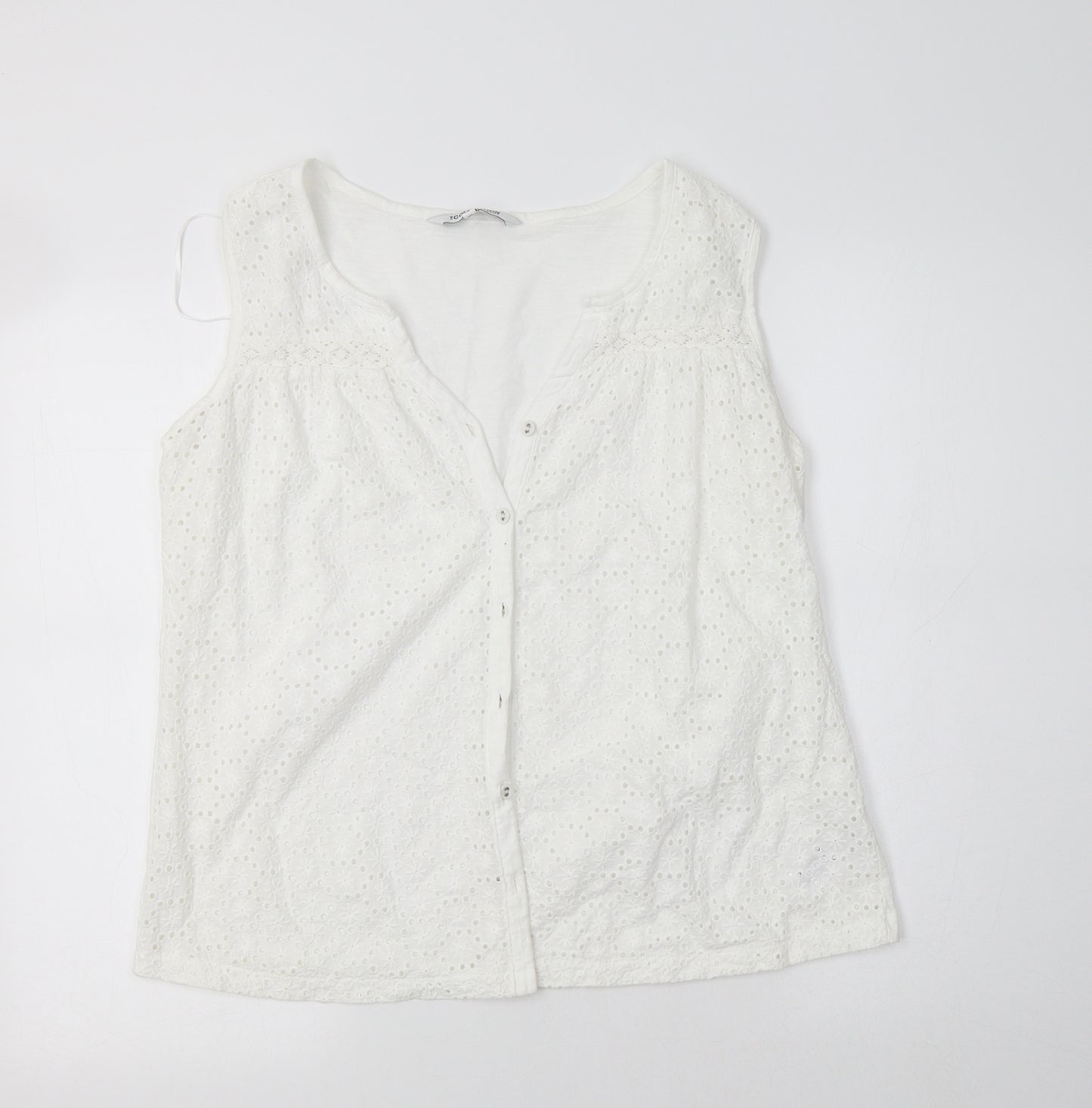 Debenhams Womens White  Cotton Basic Blouse Size 16 V-Neck