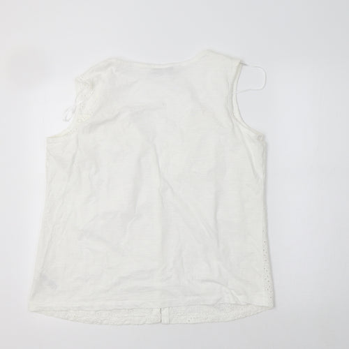 Debenhams Womens White  Cotton Basic Blouse Size 16 V-Neck
