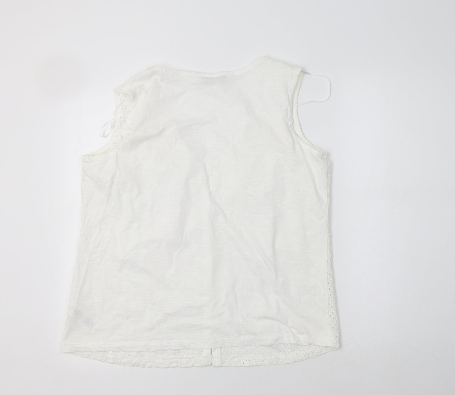 Debenhams Womens White  Cotton Basic Blouse Size 16 V-Neck