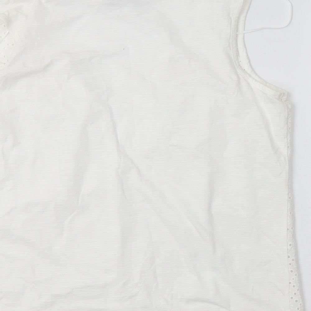 Debenhams Womens White  Cotton Basic Blouse Size 16 V-Neck