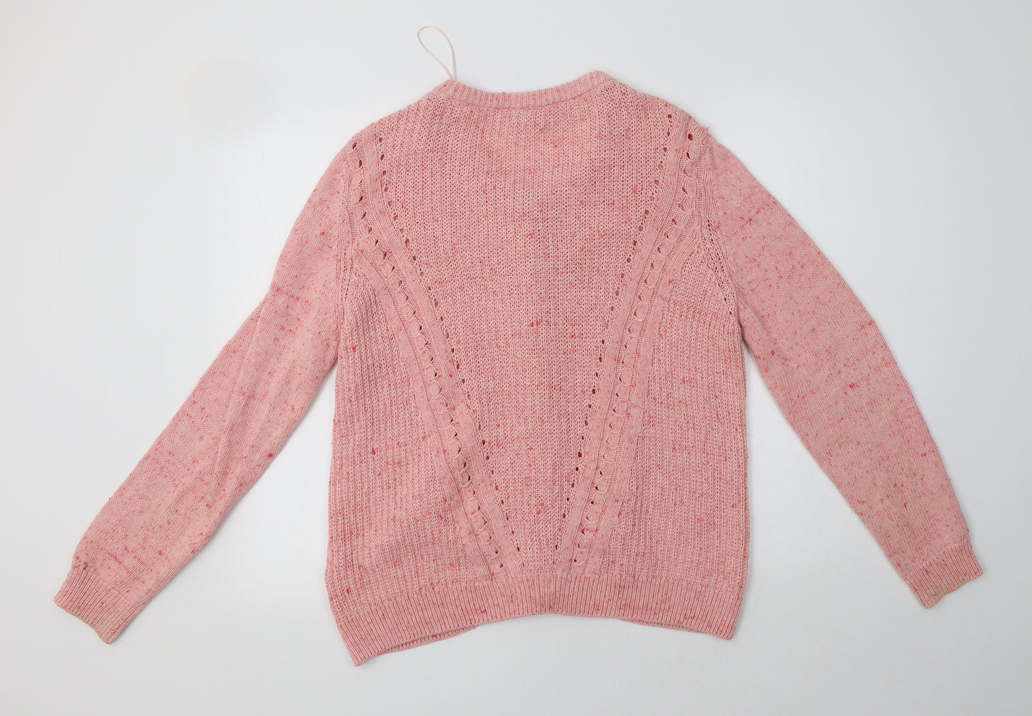 M&S Womens Pink Crew Neck  Cotton Cardigan Jumper Size 18