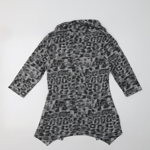 Tigi Womens Grey Roll Neck Animal Print Polyester Tunic Jumper Size 14