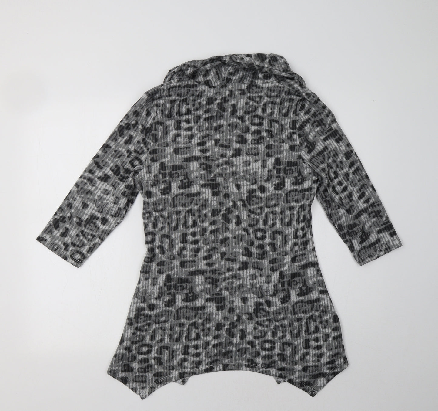 Tigi Womens Grey Roll Neck Animal Print Polyester Tunic Jumper Size 14