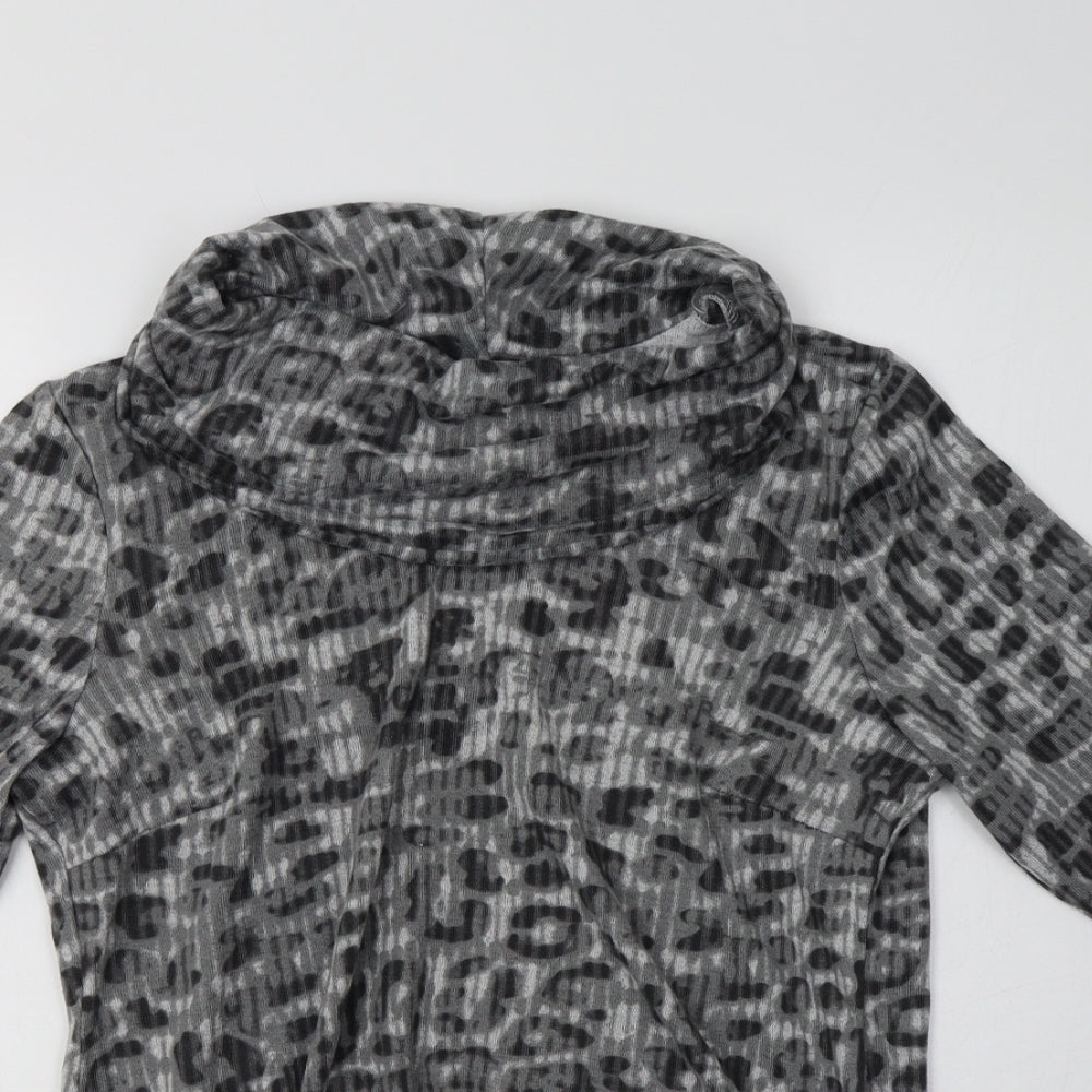 Tigi Womens Grey Roll Neck Animal Print Polyester Tunic Jumper Size 14