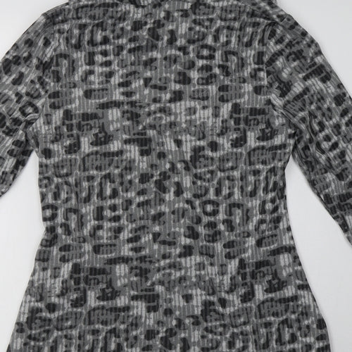 Tigi Womens Grey Roll Neck Animal Print Polyester Tunic Jumper Size 14