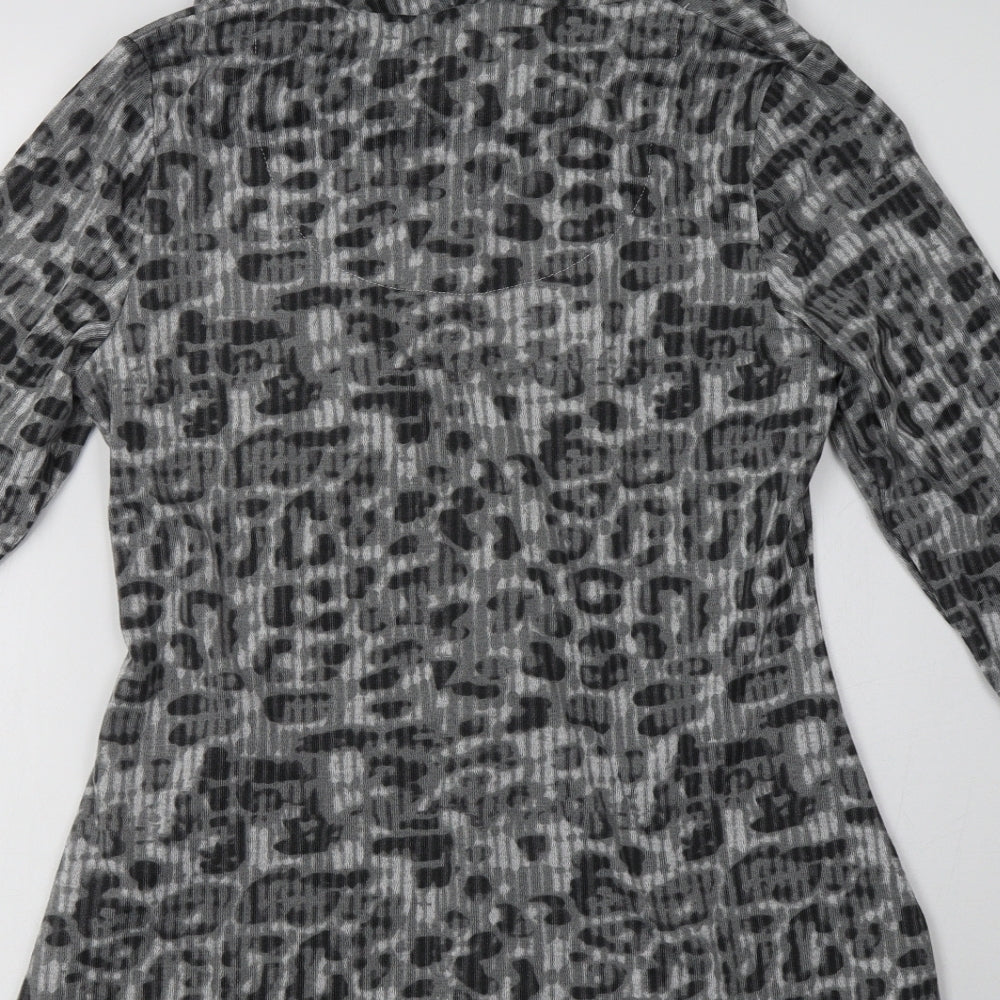 Tigi Womens Grey Roll Neck Animal Print Polyester Tunic Jumper Size 14