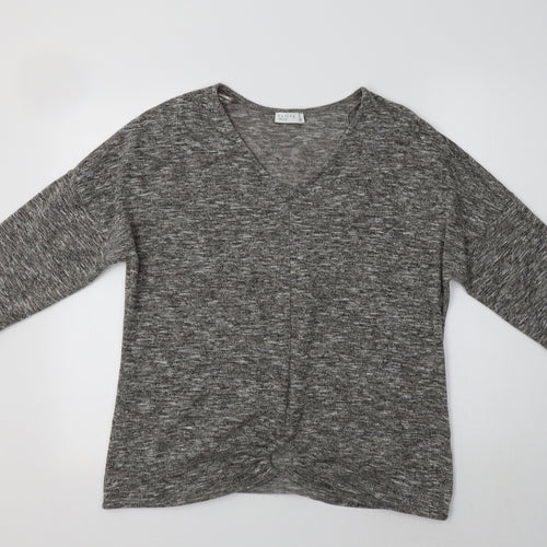 Papaya Womens Grey V-Neck  Polyester Pullover Jumper Size 16