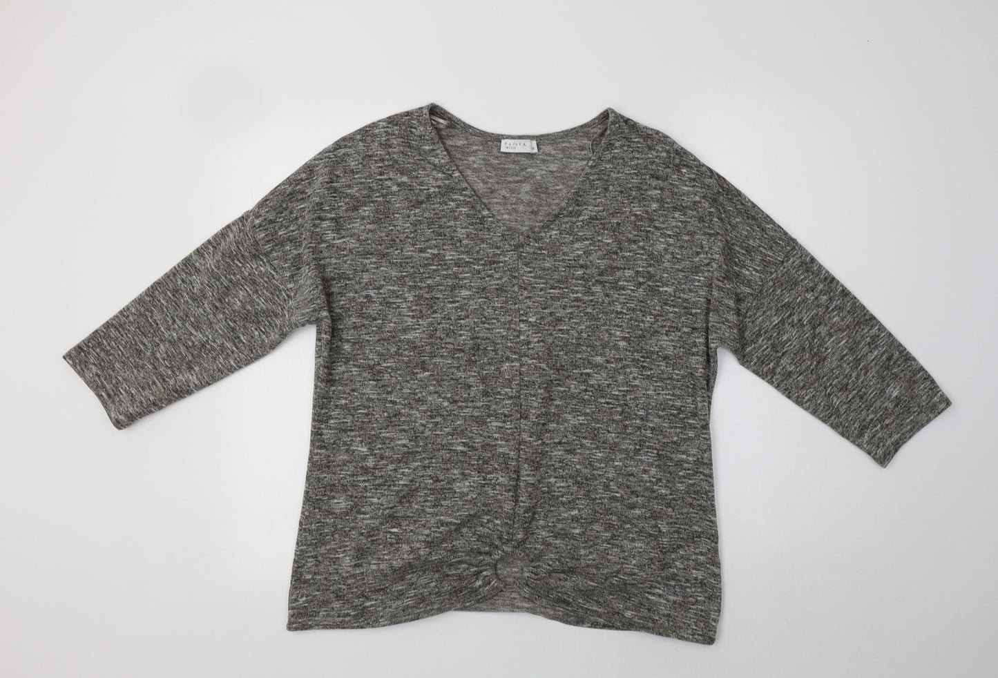 Papaya Womens Grey V-Neck  Polyester Pullover Jumper Size 16