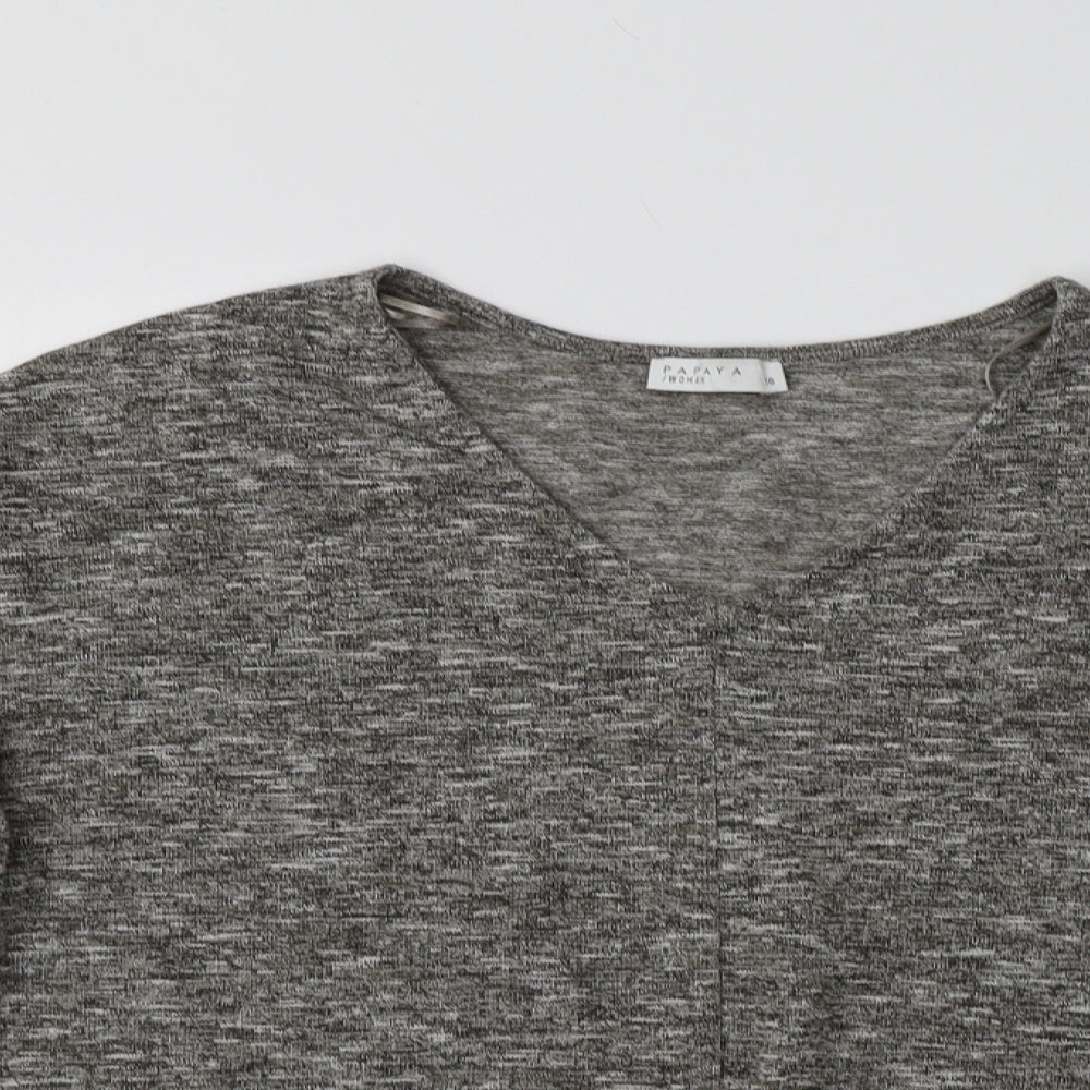 Papaya Womens Grey V-Neck  Polyester Pullover Jumper Size 16