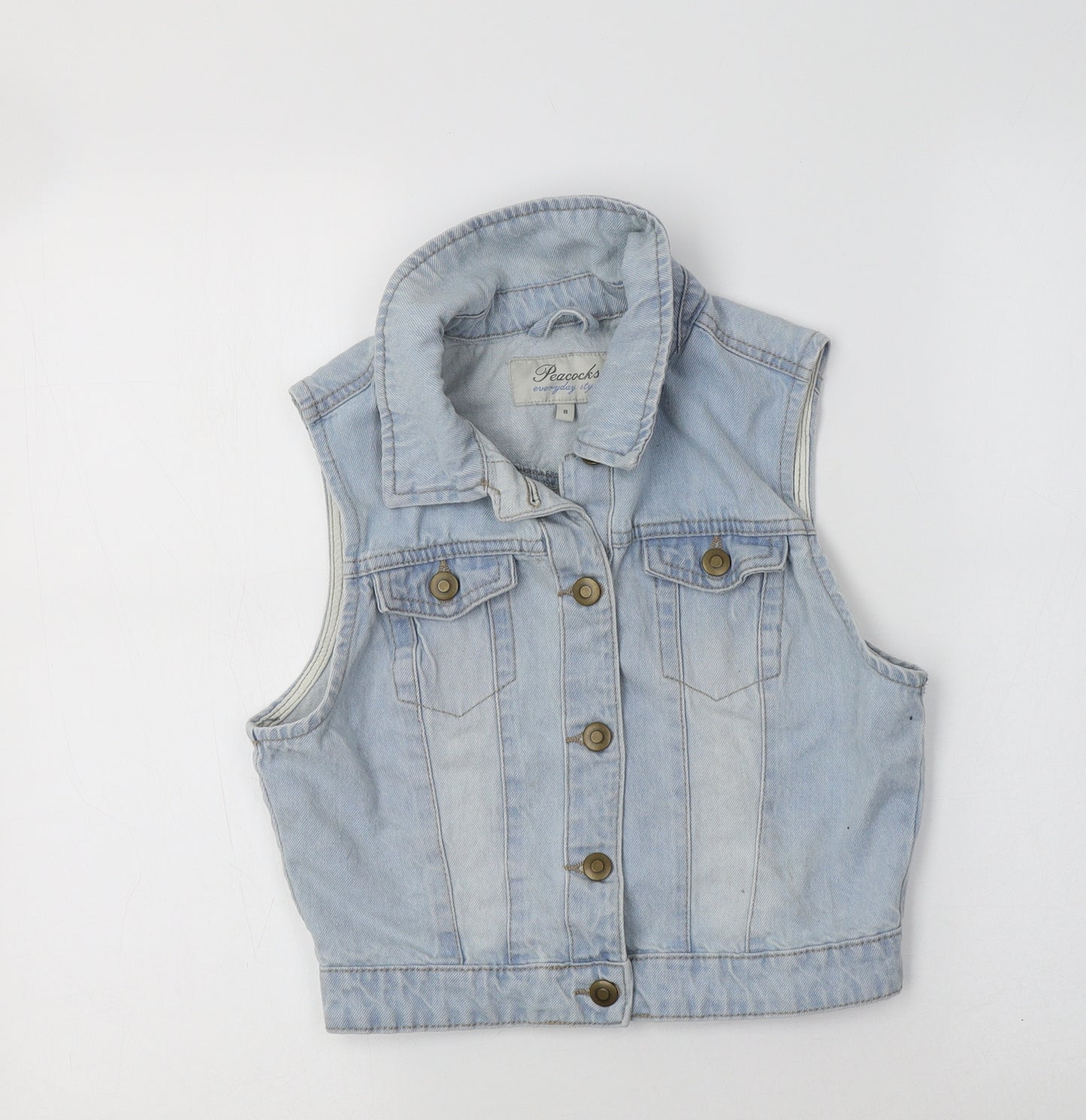 Peacocs Womens Blue   Gilet Waistcoat Size 8
