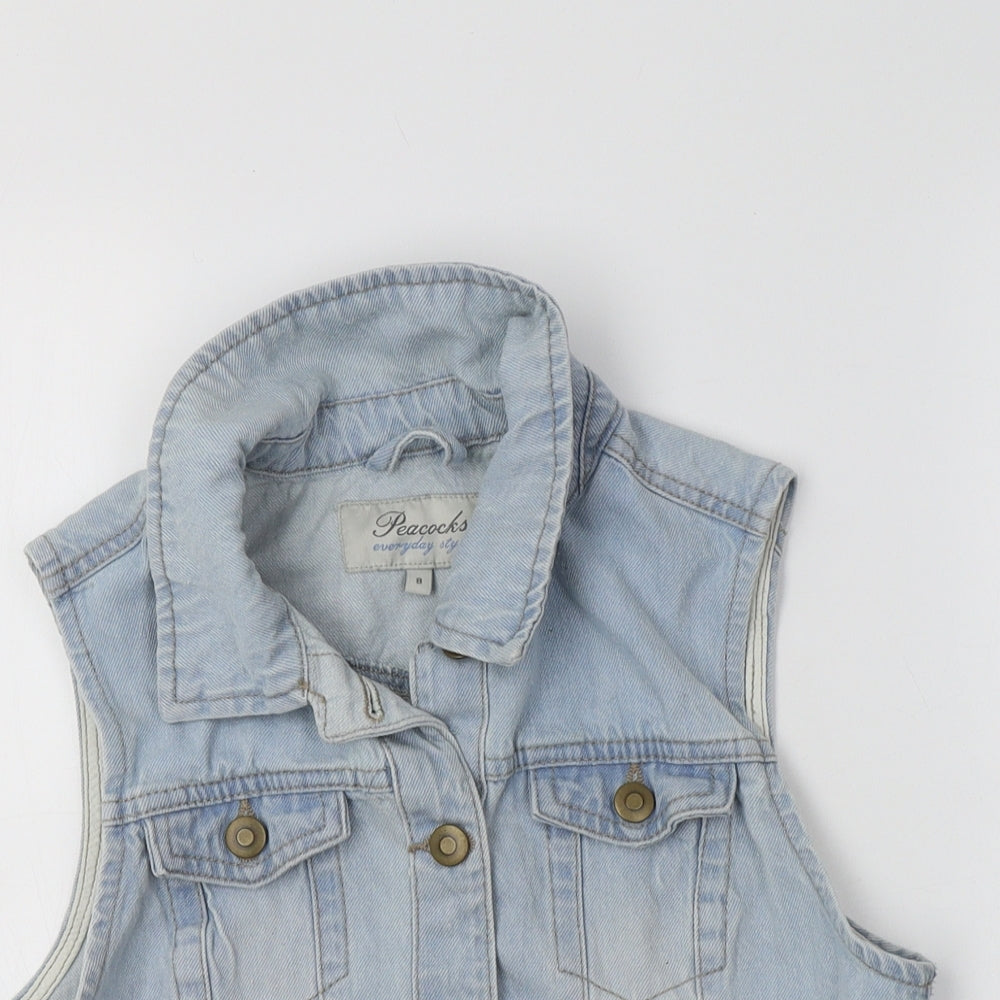 Peacocs Womens Blue   Gilet Waistcoat Size 8
