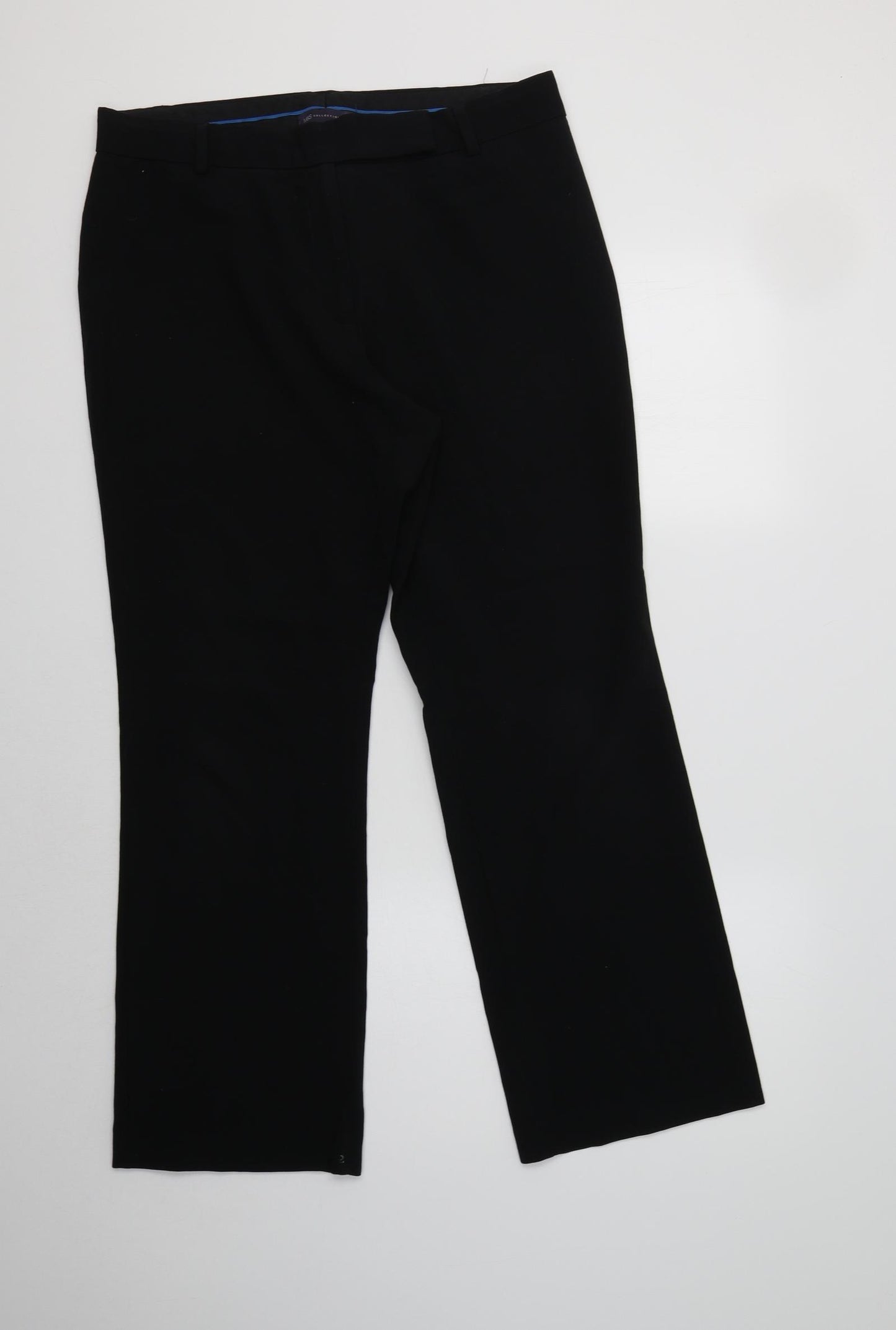 M&S Womens Black  Polyester Dress Pants Trousers Size 14 L29 in Regular