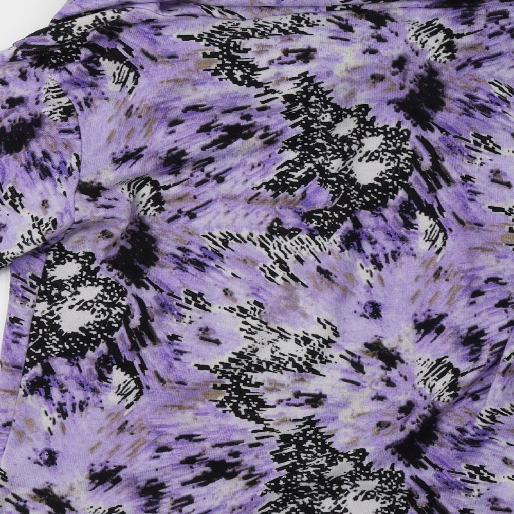 Classic Womens Purple Roll Neck Geometric Polyester Pullover Jumper Size 14