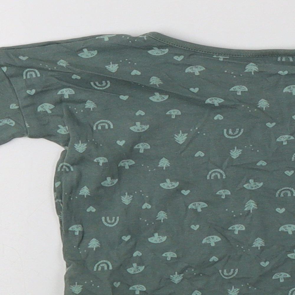 George Baby Green Geometric Cotton Basic T-Shirt Size 12-18 Months Crew Neck